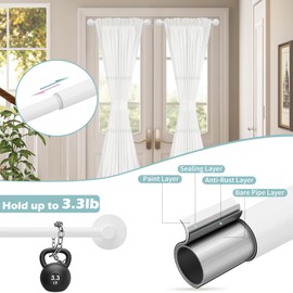 HTZON 2Pack White Magnetic Curtain Rod,Magnetic Curtain Rod for Door,Adjustable Magnetic Towel Bar,Magnetic Curtain Rods for Metal Doors 16-28 Inch,Tool-Free Magnetic Rod with Leather Protective Cover