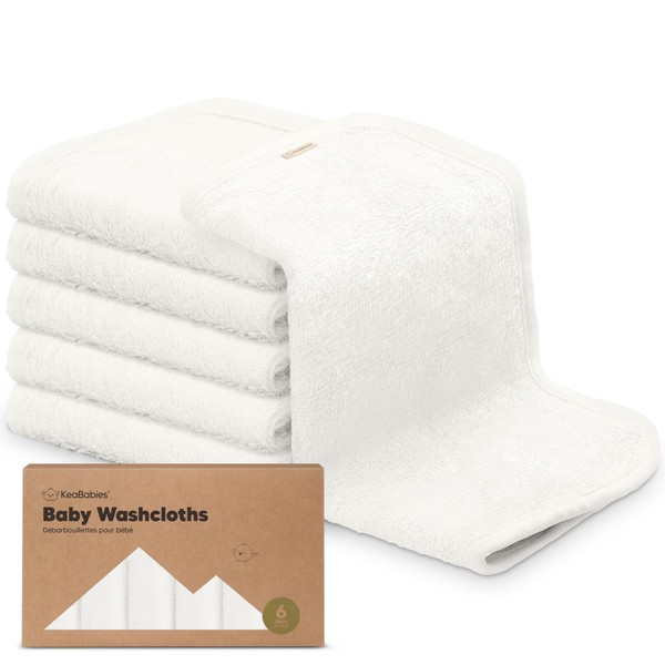 Pack of 6 Baby Wash Cloths Organic Bamboo Wash Cloths Baby Soft Baby Wash Cloths Organic for Babies, Children, Baby Towels, Molleton Cloths, Baby Wash Cloth, Baby Towel, Face Towels (White)
