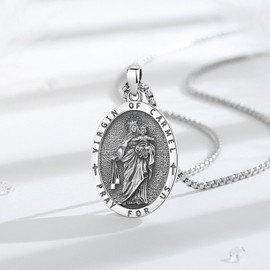 CELESTIA Cross Necklace Men Women 925 Silver Jesus Saint Christopher Pendant Orthodox Cross Crucifix Chain Men's Necklace Christian Gifts, Sterling Silver Stainless Steel, No Gemstone