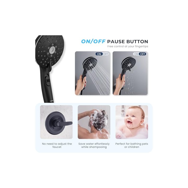 Ryamen Dual Shower Head Combo, 8'' High Pressure Rain Shower