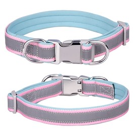 haoyueer Reflective Nylon Dog Collar with Safety Buckle, Adjustable Pet Collars with Soft Neoprene Padding for Small Medium Large Dogs
