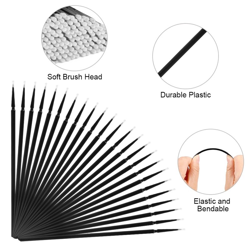 LOPHE 200Pcs Micro Applicator Brushes, Disposable Applicator Eyelash Extensions Mascara