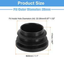 sourcing map 28 Pcs Round Plastic Plug, Black Tubing End Cap Plugs, 28mm(1.1 Inch) Furniture Leg Pipe Insert, Glide Protection for Chair, Sofa, Table, Shelf