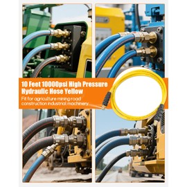 Urnqowuy 10' 10000psi High Pressure Hydraulic Hose, CH-604 Coupler 3/8 Inch NPTF Thread, 1/4" ID x 10 FT(Yellow, 10' 10000psi)