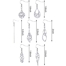 7 Pairs Celtic Knot Dangle Earrings Knot Silver Earrings Teardrop Hoop Earring