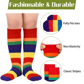 Zando Dr Seuss Socks kids Crazy Socks for Kids Cotton Kids St Patrick's Day Socks Girls Knee High Socks Girls Boys Socks Cosplay Socks Red and White Stripes*3 4-6 Years