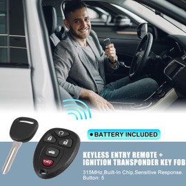 X AUTOHAUX KOBGT04A 315MHz Keyless Entry Remote Ignition Transponder Key Fob 5 Buttons for Chevy Malibu 2004-2012 for Pontiac G6 05-10 G5 07-09 Grand Prix 05-08 for Buick LaCrosse 05-09 2pcs
