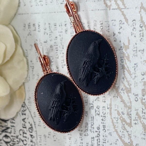 FANCY FOX BOUTIQUE Rose Gold Black Raven Crow Gothic Bird