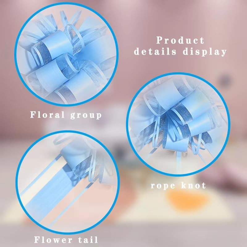 6 PCS Blue Pull Bows for Gift Wrapping 6″ Wrap