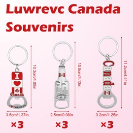 Luwrevc Canada Souvenirs, 9Pcs Canada Keychain Bottle Opener, Canadian Souvenirs Maple Leaf Flag Keyring, Souvenirs from Canada for Friends Family Anniversary Birthday Gifts