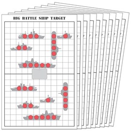 Freedom Gun Targets 25 Pack Paper Shooting Targets Gun Range, Rifle, Pistol, Handgun, BB Gun, Big Red Battleships Game Targets (23x35)