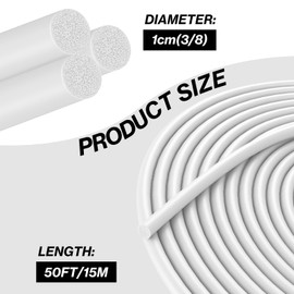 3/8 Inch x 50FT Backer Rod Diameter Rubber Caulk Concrete Expansion Joint Filler White Saver Weather Strip Seal for Gaps and Joints Concrete Filling (3/8 Inch x 50FT)