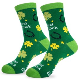 YYSWSAKY Lucky Socks, Lucky Charm Exam Gifts, Good Luck Gifts, Funny Men Women Green Four Leaf Clover Cuddly Socks, Cotton Lucky Pattern Cuddly Socks for Men and Women