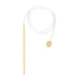 HARFINGTON Bamboo Tunisian Circular Crochet Hook 6mm (US J/10) Afghan Wood Knitting Hook Needles with Cable and Bead End for Weave Crocheting Craft Yarn