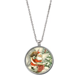 Coin Holiday Santa Silvertone Pendant | Colorized JFK Half Dollar | 24 Inch Rope Chain | Certificate of Authenticity