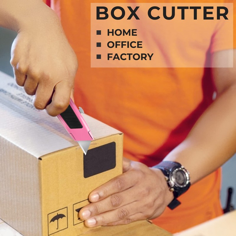 Jetmore Box Cutter, 2 Pack Pink Utility Knife, Durable Razor