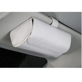 [Safe and Easy One Hand] Car Glasses Holder Sunglasses Sun Visor Mount Magnetic Case Storage Accessories (White)