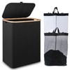 iEGrow 150L Laundry Basket with Lid,Large Laundry Hamper with Bamboo