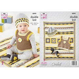 King Cole Double Knit Baby DK Crochet Pattern Tank Top Blanket Hat & Bootees (6043)