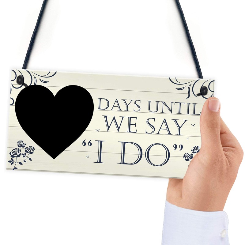 RED OCEAN Wedding Countdown I DO Chalkboard Hanging Plaque Sign