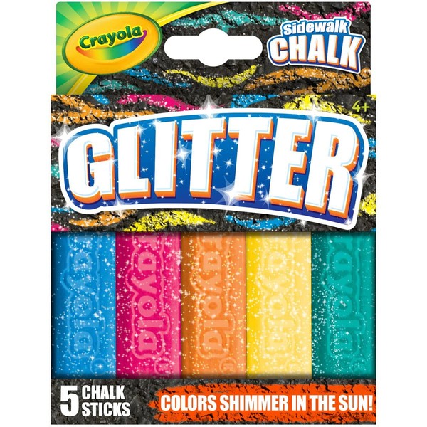 Crayola Outdoor Chalk, Glitter Sidewalk Chalk, Summer Toys, 5 Count