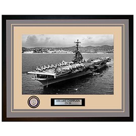 USS Lake Champlain CV-39 Framed Navy Ship Photo 35CV39Grey