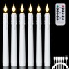 FREEPOWER 6PCS Rechargeable LED Flameless Taper Candles with Remote Timer,Battery