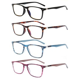 JOSCHOO 4 Pack Reading Glasses Blue Light Blocking Computer Readers Men and Women Glasses of Reading（4 Mix Clour, 3.0