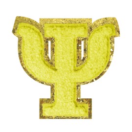 Psi Iron on Greek Letter Patches Glitter Gold Yellow Chenille Greek Letters Sorority Gifts Greek Letter Patches for Clothing Hats Shirts Repairing Jeans Bags Craft