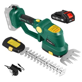 SakerPlus Cordless Hedge Trimmer, 2-in-1 Electric Bush Trimmer and Handheld Grass Cutter, 22V Lightweight Mini Shrub Trimmer Grass Clippers with 1 Battery and Charger, Perfect Gardening Yard Tools