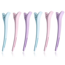 MKEAWWU 6 Stück Haarclips Damen,No-Trace Abteilklammern Friseur Mit Silikonband, Kein Ziehen An Den Haaren, Haarclips Zum Stylen Und Schneiden,Professionelle Salon Haarklammer Friseur,Rosa Violett Bla