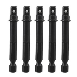 Biaungdo Square Socket Bit Adapter, 5 Pcs 1/4 Hex Impact Socket Extension Socket Driver Bits Set Impact Socket Adapter for Automotive DIY Drills(1/4 Hex Shank, Black)