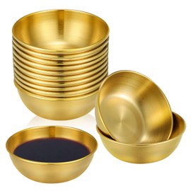 Kichvoe 10 Platos Para Salsa De Acero Inoxidable De 3 Pulgadas Pequeños Cuencos Dorados Platos Redondos Para Condimentos Cuencos Para Salsa Para Sushi Mini Cuencos Para Servir Aperitivos