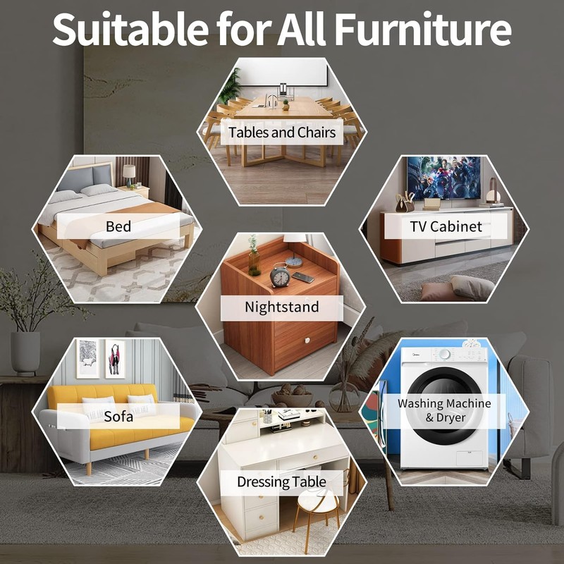 Reusable Large Furniture Glides for Carpet and Hardwood Floors, 9.8