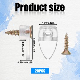 20 Pack Glass Retainer Clips, Cabinet Glass Clips Plastic Glasses Panel Clip Glasses Door Retainer Clip Clear MirrorClips for Fixing GlassCabinet Doors Windows