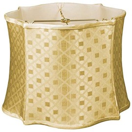 Royal Designs Fancy Scalloped Square Designer Lamp Shade, Gold, 13 x 14 x 10.5