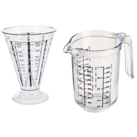 Westmark Gerda 306822E7 Set of 2: 1 Measuring Jug + 1 Measuring Cup with Fine Measuring Cone, Multilingual and with Various Units, Filling Volume: 0.5 + 1 Litre, Plastic, Transparent