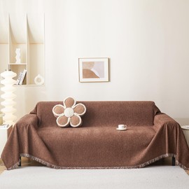 MEETSKY Couch Cover Sofa Covers for 3 Cushion Couch Sofa Pet Friendly Sofa Throw Cover for Reclining Couch 3 Seat, Sofa Covers Washable, Soft Sectional Couch Protector for Dogs, 91" x 134", Chocolate