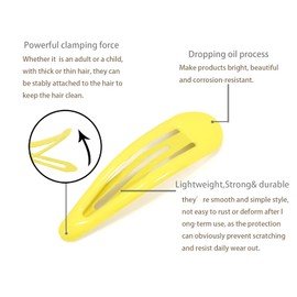 50 Pack Enamel Solid Yellow Snap Hair Clips for Women, 2 lnch No-Slip Barrettes for girls,Toddlers,Metal Hair Accessories (50pcs Yellow)