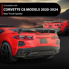 Rear High Wing Spoiler Kit Fit Chevy Corvette C8 Models 2020 2021 2022 2023 2024 Rear Gloss Black