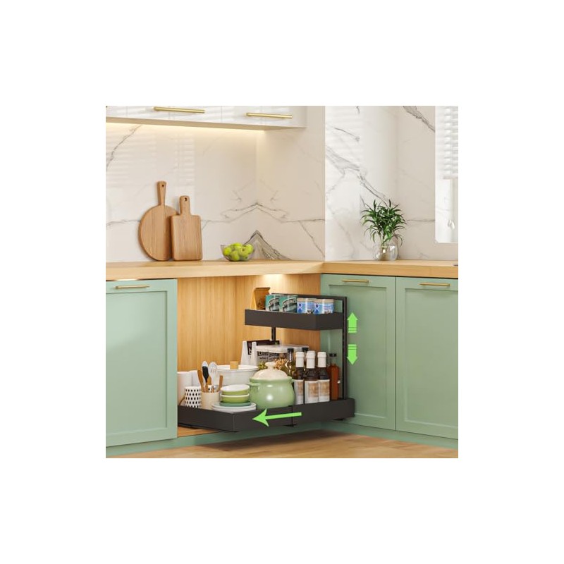 YunNasi 2 Tier Cupboard Organiser Kitchen Extendable White | Base