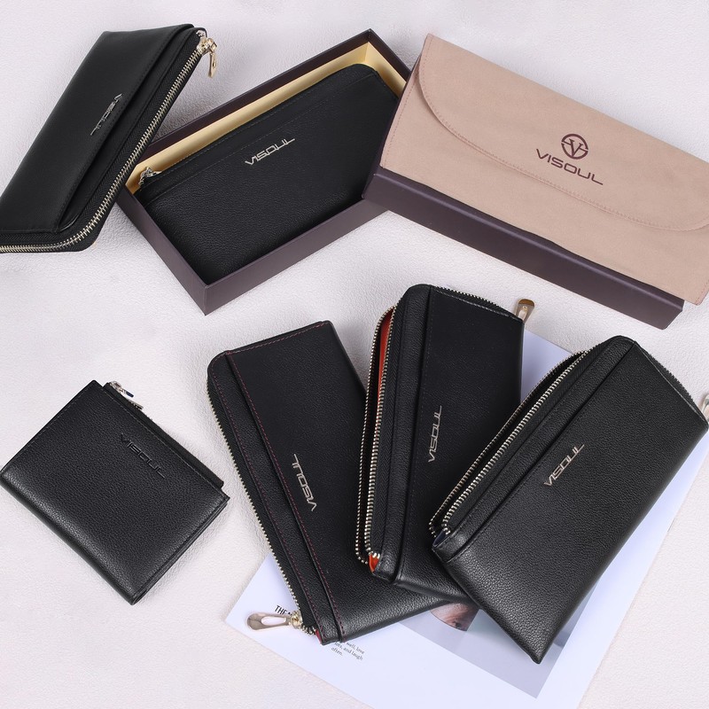 Womens Leather Long Zip Around Clutch Wallet with Coin Pocket