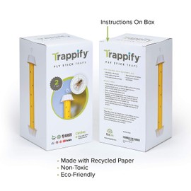 Trappify Hanging Fly Stick Traps: Indoor and Outdoor Hanging Fly Stick Trap with Hanging Hook - Fly, Gnat, Mosquito, and Flying Insect Catcher - Disposable Sticky Fly Trap for Pest Control (2)