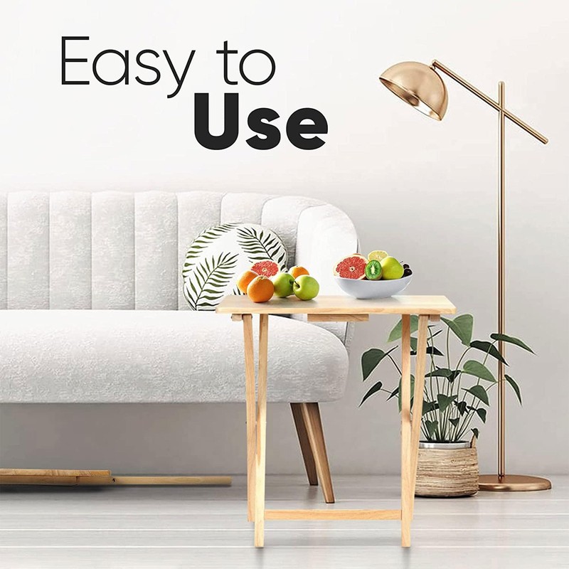 PJ Wood Rectangular Folding Portable TV Snack Serving Tray Table,