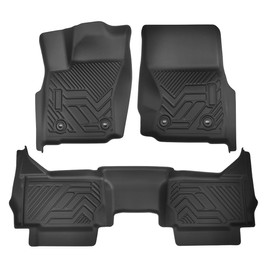 JAMESVAN Floor Mats for Toyota Tacoma 2024 2025 Double Cab, All Weather TPE Rubber Full Set Floor Liners Car Mats for Toyota Tacoma 2024 2025,Front&Rear 2 Row Mats,Black