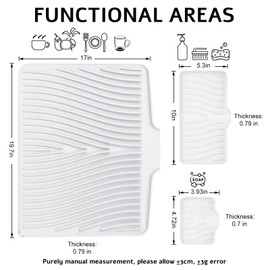 TIKNIK Silicone Dish Drying Mat for Kitchen Counter, Dish Drying Pad, Non-Slip Drain Pad with Built-in Drain, Heat Resistant Stone Drying Mat,Large 1 set XL(Ivory)