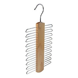 20 Bar Wooden Tie Hanger, Coat Scarfs & Belt Rack Mens Organiser (1 Hangers) (1 Hanger)