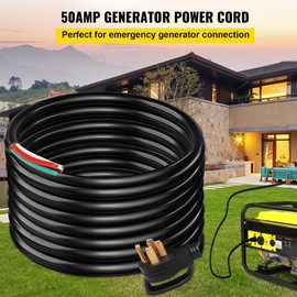 VEVOR 25Ft 50Amp Generator Extension Cord 6 Gauge STW 6/3+8/1 Generator Cord Generator Power Cord N14-50P to Bare Wire Cut Wire Cord Extension Power Cord RV Motor Home Generator Portable