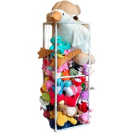 Cerpourt Stuffed Animal Storage,PVC Tube Zoo Stuffed Animal Holder with Elastic Band,Space Save Vertical Kids Plush Toy Organizer,Ideal for Boys Girls Nursery Playroom Kidroom Bedroom-White
