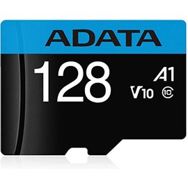 PSA ADATA Tarjeta de Memoria 128 GB, Kit de 5 Piezas, con Adaptador Color Negro con Azul A1 (Clase 10), Tarjeta de Memoria Premier, COMPUTO Y PAPELERIA